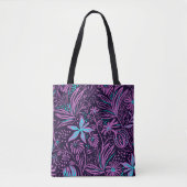 Tote Bag Modern Dark Purple Floral Pattern (Devant)