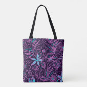 Tote Bag Modern Dark Purple Floral Pattern (Dos)