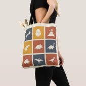 Tote Bag Modern Dinosaur Icon Grid (De près)