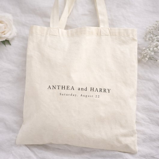 Tote Bag Modern Editorial Serif Wedding Welcome Favor