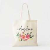 Tote Bag Modern Floral Bridesmaid Personalized-3 (Devant)