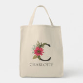 Tote Bag Modern Floral Customizable Monogrammed  (Dos)