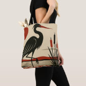 Tote Bag Modern Minimalist Heron by the Lake (De près)
