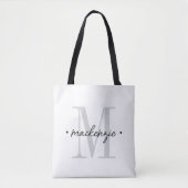 Tote Bag Modern Monogram Minimal Black White (Devant)