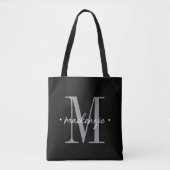 Tote Bag Modern Monogram Minimal Black White (Devant)