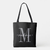 Tote Bag Modern Monogram Minimal Black White (Dos)