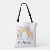 Tote Bag Modern Pastel Rainbow Personalized Teacher Gift (Dos)