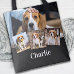 Tote Bag Modern Personalized 4 Pet Photo Name Dog Lover<br><div class="desc">Celebrate your best friend with a custom dog photo collage tote bag . This unique pet photo tote bag is the perfect gift for yourself, family or friends. Customize with four of your favorite dog's photos. Personalize with name. See 'personalize this template' to change photos. COPYRIGHT © 2020 Judy Burrows,...</div>