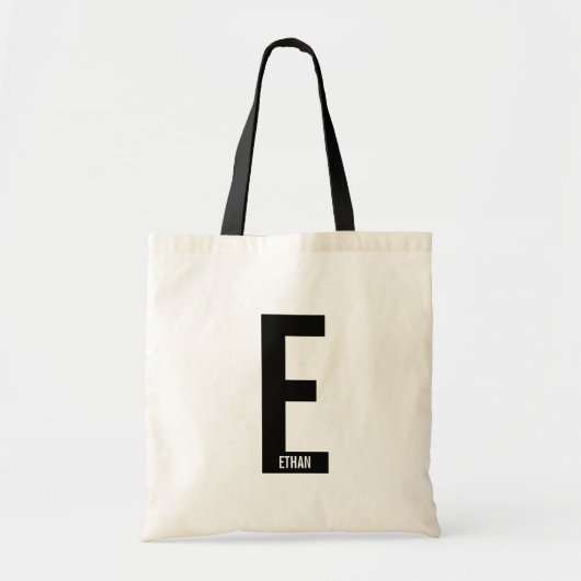 Tote Bag Modern Personalized Bold Monogram and Name (Devant)