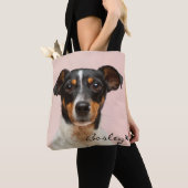 Tote Bag Modern Pet Photo Ajouter Votre Nom Empreinte de pa (De près)