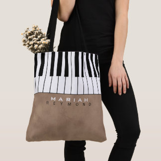 Tote Bag Modern Piano Brown Music Bag with Name