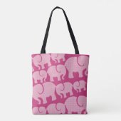 Tote Bag Modern Pink Checked Elephant Pattern (Dos)