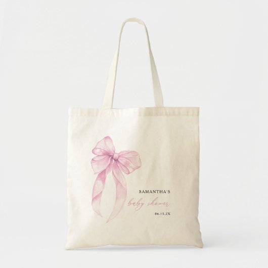 Tote Bag Modern Pink Coquette Bow Baby Shower (Devant)