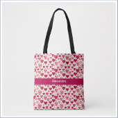 Tote Bag Modern Red & Pink Hearts Pattern