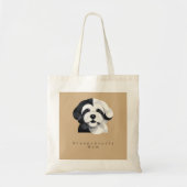 Tote Bag Modern Sheepadoodle Art - Geometric Black & White  (Devant)