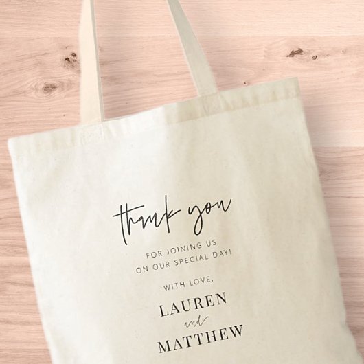 Tote Bag Modern Simple Minimalist Chic Wedding Thank You
