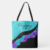 Tote Bag Modern Teal Black And Purple Wave (Devant)