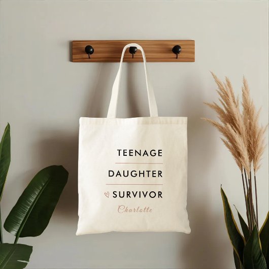 Tote Bag Modern Teen Daughter Survivor Personalized