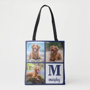 Tote Bag Moderne 3 animaux de compagnie photo Monogramme Am