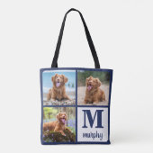 Tote Bag Moderne 3 animaux de compagnie photo Monogramme Am (Dos)