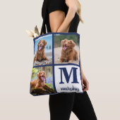 Tote Bag Moderne 3 animaux de compagnie photo Monogramme Am (De près)