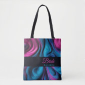 Tote Bag Moderne Abstrait-bleu et rose-mariée- (Devant)