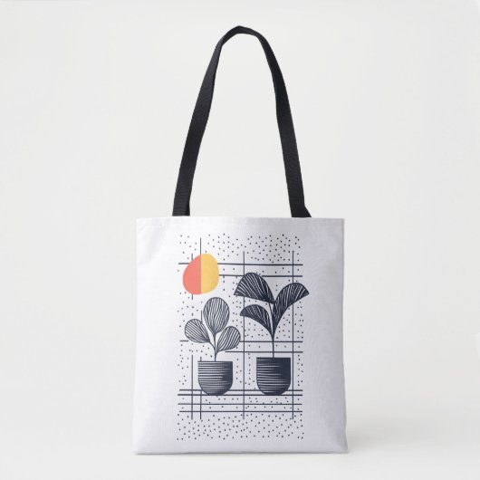 Tote Bag Moderne Abstrait Botanique en pots plantes (Devant)