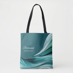 Tote Bag Moderne Abstrait-Émeraude Vert-Demoiselle d'Honneu