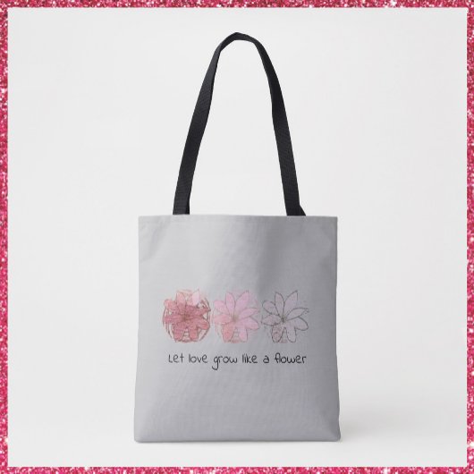 Tote Bag Moderne Abstrait Mauve et gris floral