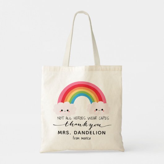 Tote Bag Moderne aquarelle arc-en-ciel professeur merci cad (Dos)