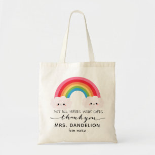 Tote Bag Moderne aquarelle arc-en-ciel professeur merci cad