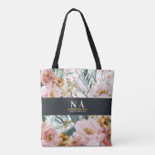 Tote Bag Moderne aquarelle fleurie et feuillage élégant (Dos)