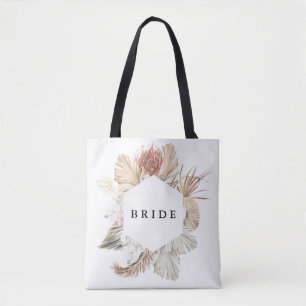 Tote Bag Moderne Blanc Élégant Pampas Herbe Jungle tropical