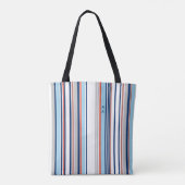 Tote Bag Moderne Bleu Blanc Gris Rouge Gris Monogramme (Dos)