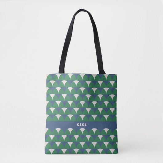 Tote Bag Moderne bleu vert géométrique rétro personnalisée (Devant)
