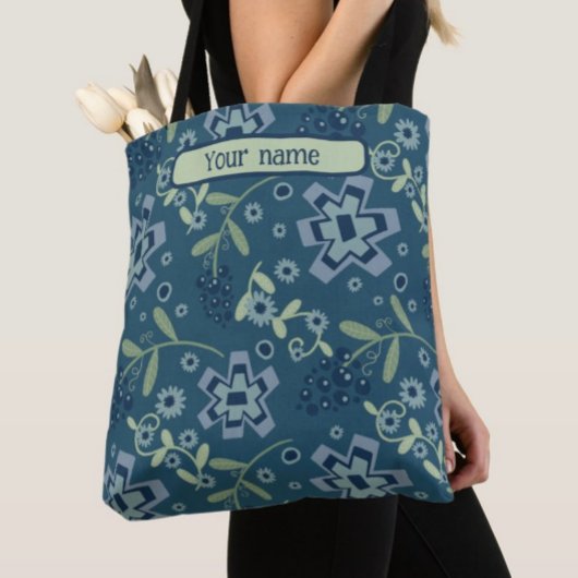 Tote Bag Moderne Blue Floral Pattern Inspirivity fourre-tou