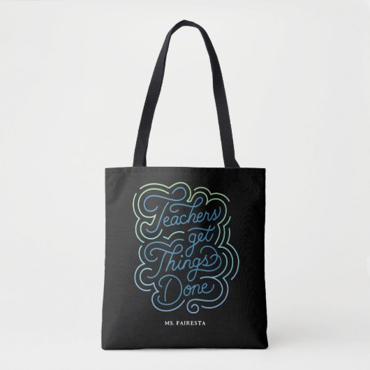 Tote Bag Moderne Chic Bleu Enseignants Faire Les Choses (Devant)
