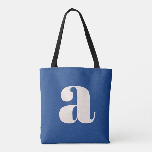 Tote Bag Moderne Cobalt Bleu Gras Rétro Monogramme Initiale (Dos)