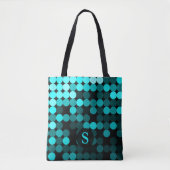 Tote Bag Moderne Cool Unique Motif à Points Turquoise Monog (Devant)