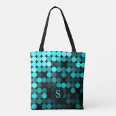 Tote Bag Moderne Cool Unique Motif à Points Turquoise Monog (Dos)
