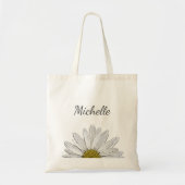 Tote Bag Moderne Daisy Élégante Typographie Script Florale  (Devant)