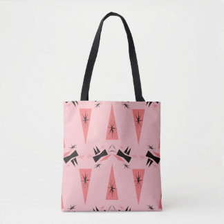 Tote Bag Moderne du milieu du siècle : Motif de corail rose
