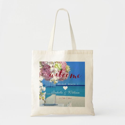 Tote Bag Moderne Elegant Beach Wedding Bienvenue Favoriser (Devant)