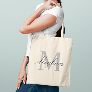 Tote Bag Moderne Élégant Monogramme Initial Nom