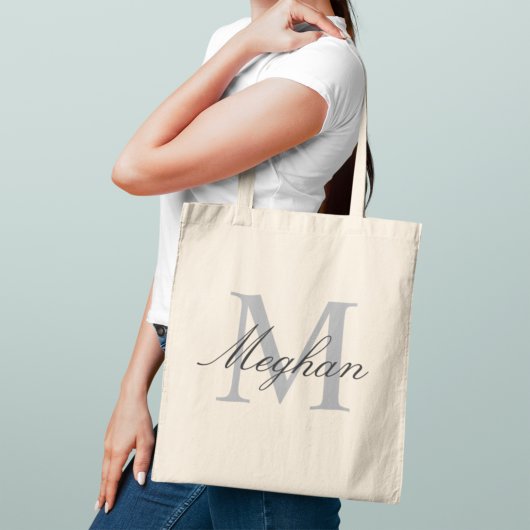 Tote Bag Moderne Élégant Monogramme Initial Nom