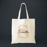 Tote Bag Moderne Elégant Personnalisé Monogramme Beige Init<br><div class="desc">Découvrez ces sacs fourre-tout parfaits pour votre fête de mariée, les invités de bachelorette, les faveurs d'anniversaire ou de mariage invité. Un sac fourre-tout personnalisé moderne et élégant est chic et sophistiqué pour compléter votre mariage ou toute occasion spéciale. Ils peuvent être personnalisés avec votre nom et votre initiale, vous...</div>