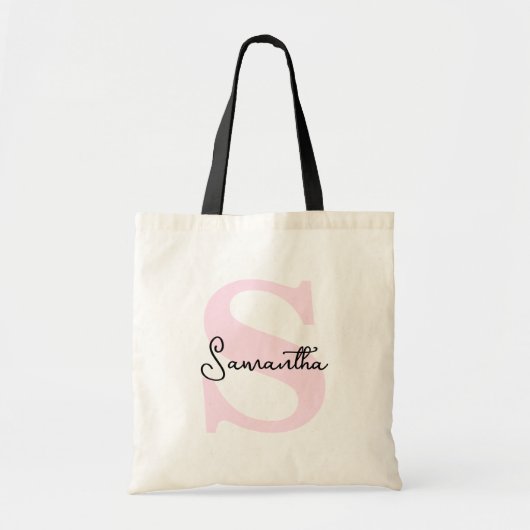 Tote Bag Moderne Elégant Personnalisé Monogramme rose initi (Devant)