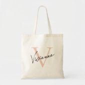 Tote Bag Moderne Elegant Rose Or Personnalisé Monogramme (Devant)