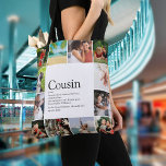 Tote Bag Moderne Fun 12 Photo Collage Cousin Définition<br><div class="desc">Personnalisez votre Cousin préféré pour créer un cadeau unique. Une façon parfaite de leur montrer à quel point ils sont extraordinaires chaque jour. Conçu par Thisisnotme©</div>