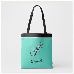 Tote Bag Moderne Gecko Sea Vert et Noir